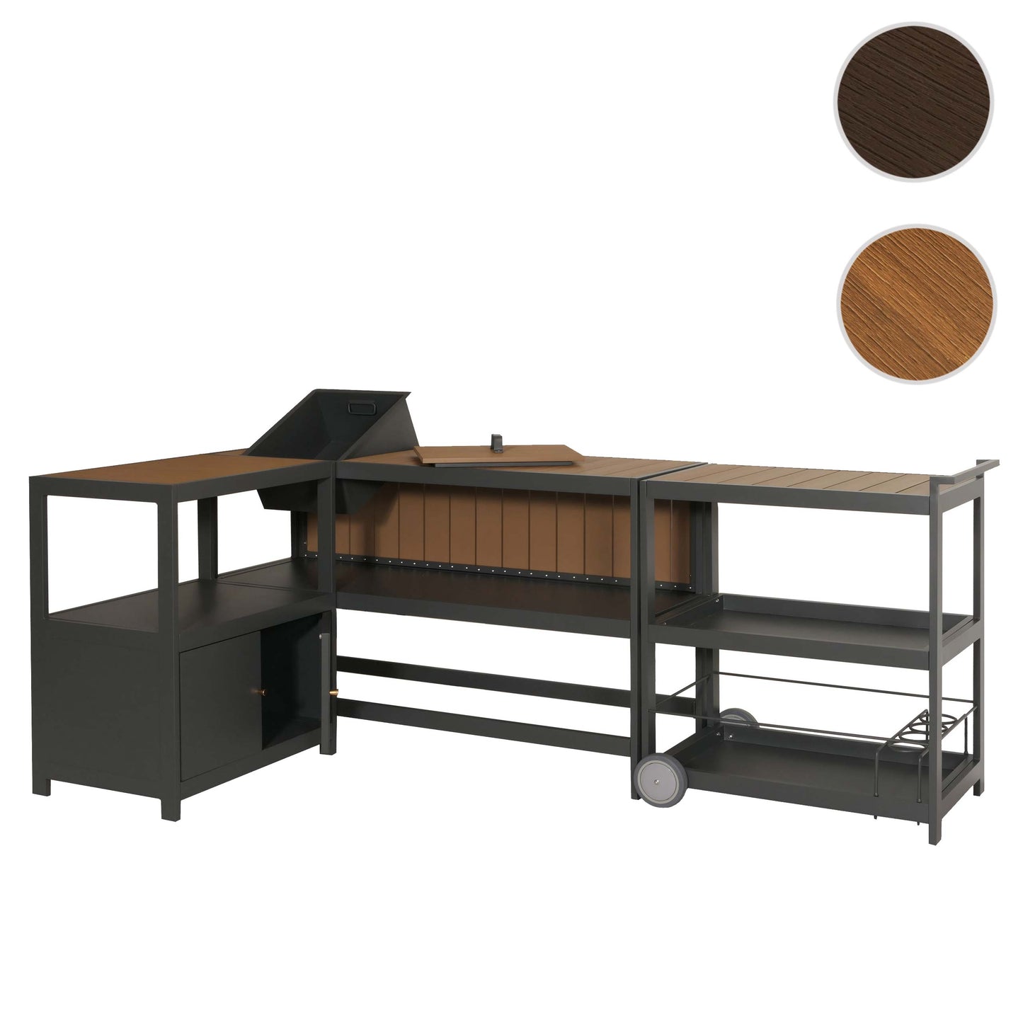 Cosmo Casa - Buitenkitchen - 3-delige Set - Aluminium - Antraciet - Lichte Houtlook