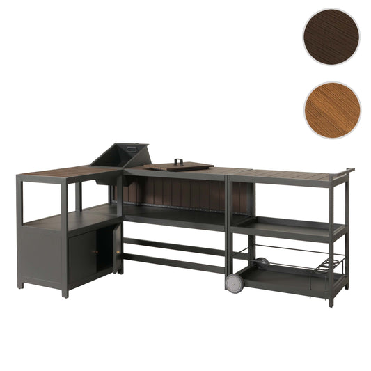 Cosmo Casa - Buitenkitchen - 3-delige Set - Aluminium - Antraciet - Donkere Houtlook