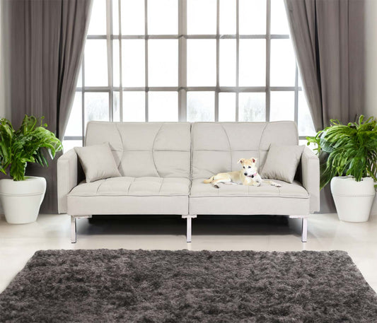 Cosmo Casa - Slaapbank - Logeerbed met Ligvlak 170x104 cm - Textiel - Crèmewit Beige