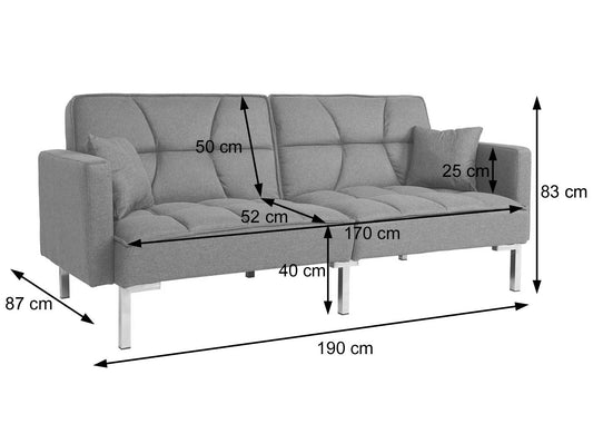 Cosmo Casa - Slaapbank - Logeerbed met Ligvlak 170x104 cm - Textiel - Crèmewit Beige