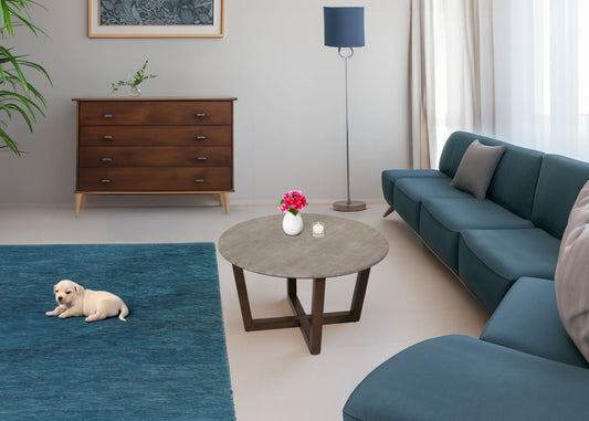 Cosmo Casa - Salontafel - Bijzettafel - Massief Hout HPL Laminaat - Betonlook - Donker Frame - 80cm