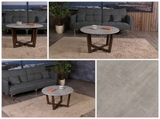 Cosmo Casa - Salontafel - Bijzettafel - Massief Hout HPL Laminaat - Betonlook - Donker Frame - 80cm