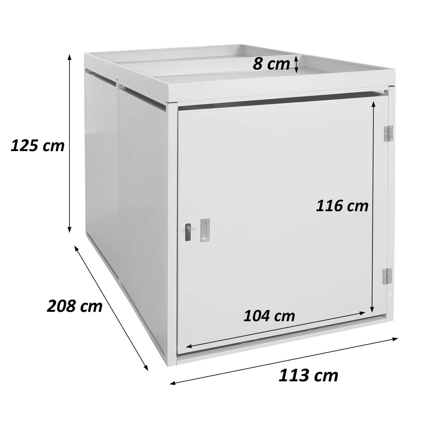 Cosmo Casa - Fietsenstalling voor 2 Fietsen - Afsluitbaar met Plantenbak - Gegalvaniseerd Staal - Lichtgrijs