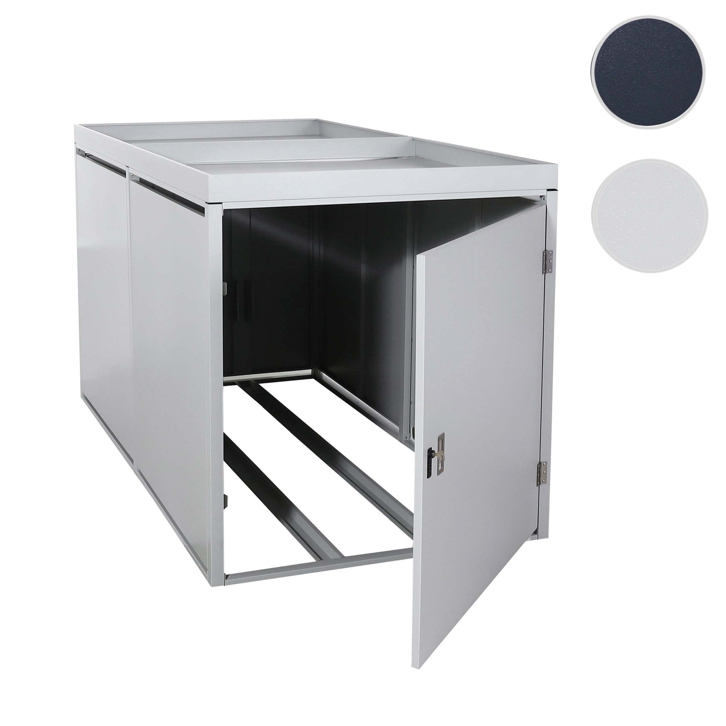 Cosmo Casa - Fietsenstalling voor 2 Fietsen - Afsluitbaar met Plantenbak - Gegalvaniseerd Staal - Lichtgrijs