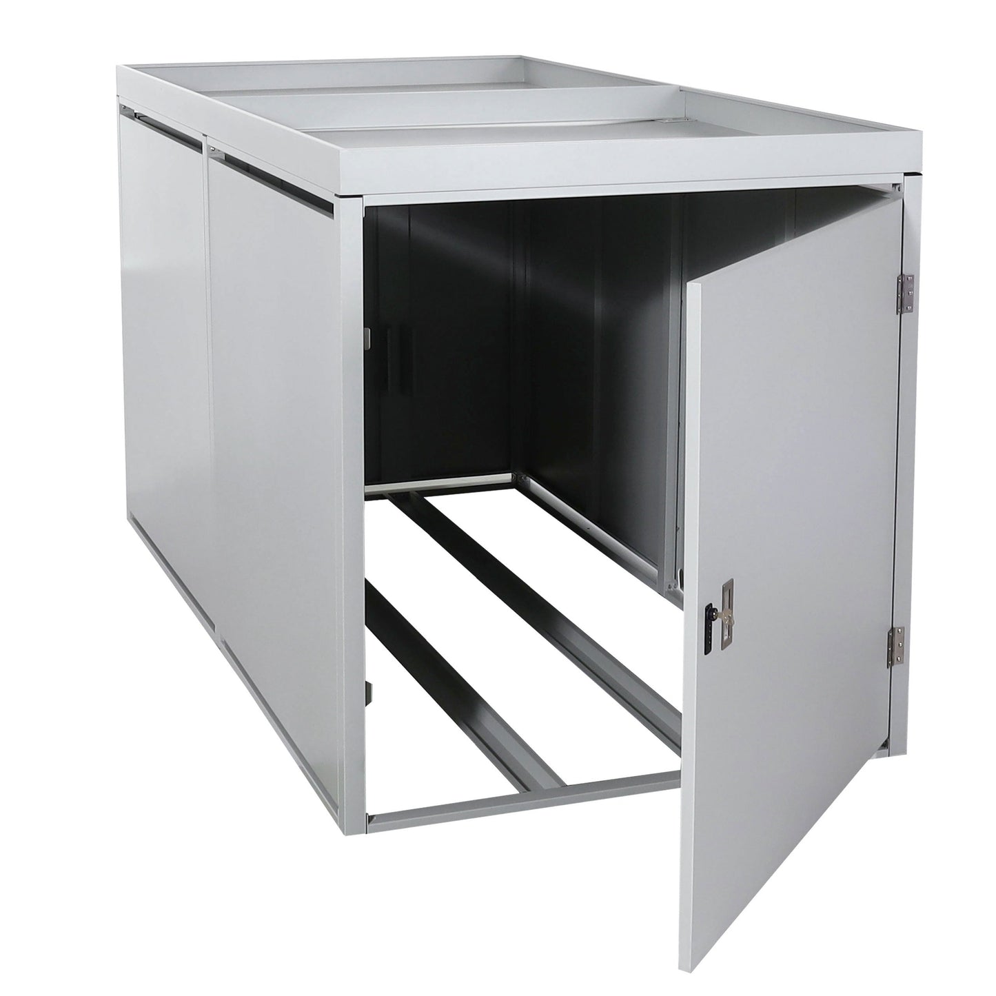 Cosmo Casa - Fietsenstalling voor 2 Fietsen - Afsluitbaar met Plantenbak - Gegalvaniseerd Staal - Lichtgrijs