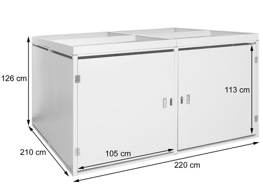 Cosmo Casa - Fietsenstalling voor 4 Fietsen - Afsluitbaar met Plantenbak - Gegalvaniseerd Staal - Lichtgrijs