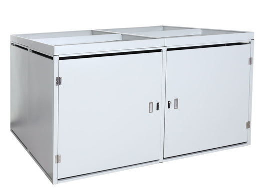 Cosmo Casa - Fietsenstalling voor 4 Fietsen - Afsluitbaar met Plantenbak - Gegalvaniseerd Staal - Lichtgrijs