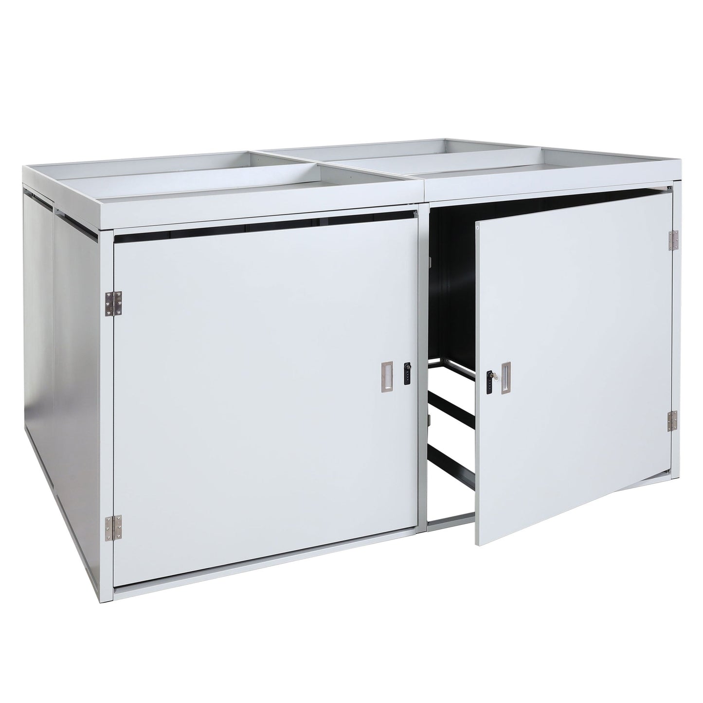 Cosmo Casa - Fietsenstalling voor 4 Fietsen - Afsluitbaar met Plantenbak - Gegalvaniseerd Staal - Lichtgrijs