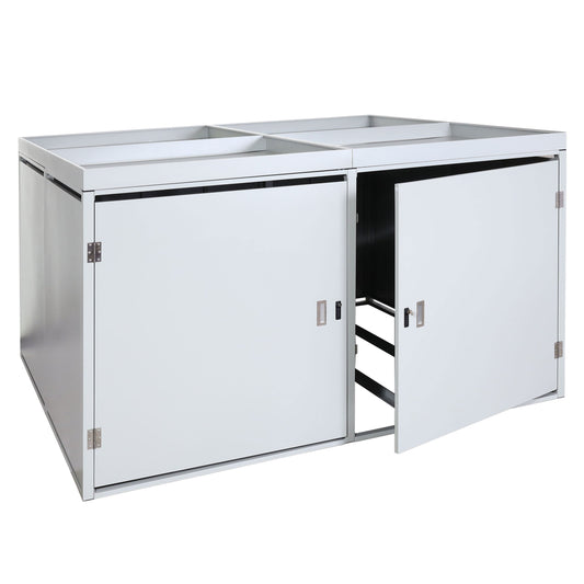 Cosmo Casa - Fietsenstalling voor 4 Fietsen - Afsluitbaar met Plantenbak - Gegalvaniseerd Staal - Lichtgrijs