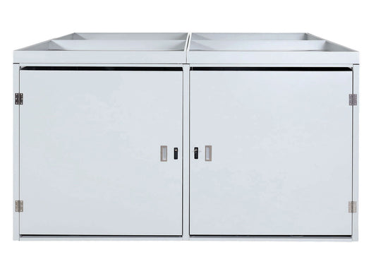 Cosmo Casa - Fietsenstalling voor 4 Fietsen - Afsluitbaar met Plantenbak - Gegalvaniseerd Staal - Lichtgrijs