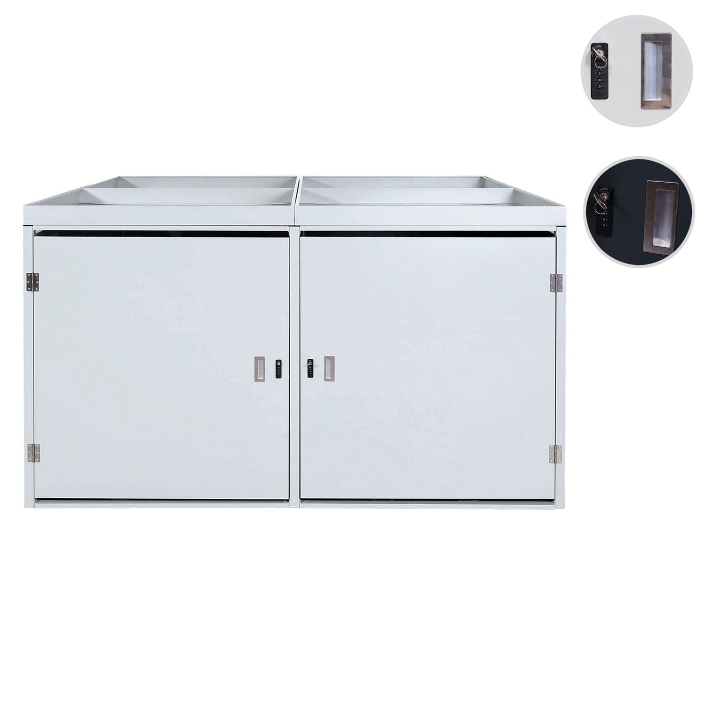 Cosmo Casa - Fietsenstalling voor 4 Fietsen - Afsluitbaar met Plantenbak - Gegalvaniseerd Staal - Lichtgrijs