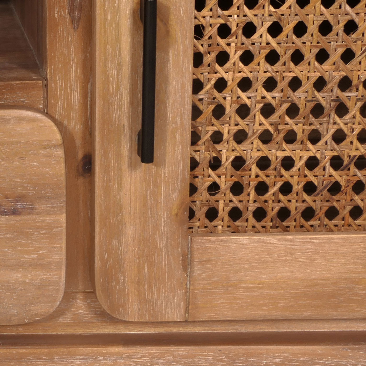 Cosmo Casa - Tv-rek - Tv-tafel - Lowboard - Ladekast - Opberglade - Rattan - Massief Acaciahout - Gebeitst - 160cm - 32kg