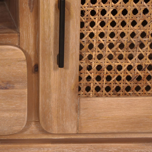 Cosmo Casa - Tv-rek - Tv-tafel - Lowboard - Ladekast - Opberglade - Rattan - Massief Acaciahout - Gebeitst - 160cm - 32kg