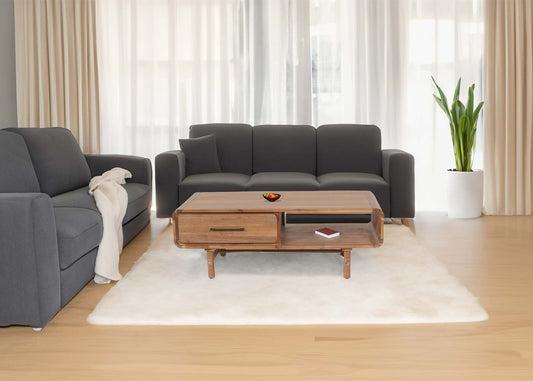 Cosmo Casa - Salontafel - Woonkamertafel - Bijzettafel - Lade - Massief Acaciahout - Gebeitst - 44x125x60cm - 25kg