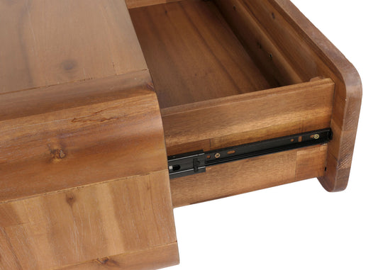 Cosmo Casa - Salontafel - Woonkamertafel - Bijzettafel - Lade - Massief Acaciahout - Gebeitst - 44x125x60cm - 25kg