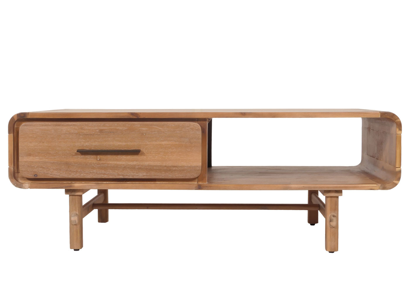 Cosmo Casa - Salontafel - Woonkamertafel - Bijzettafel - Lade - Massief Acaciahout - Gebeitst - 44x125x60cm - 25kg