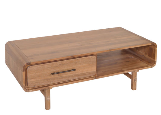 Cosmo Casa - Salontafel - Woonkamertafel - Bijzettafel - Lade - Massief Acaciahout - Gebeitst - 44x125x60cm - 25kg