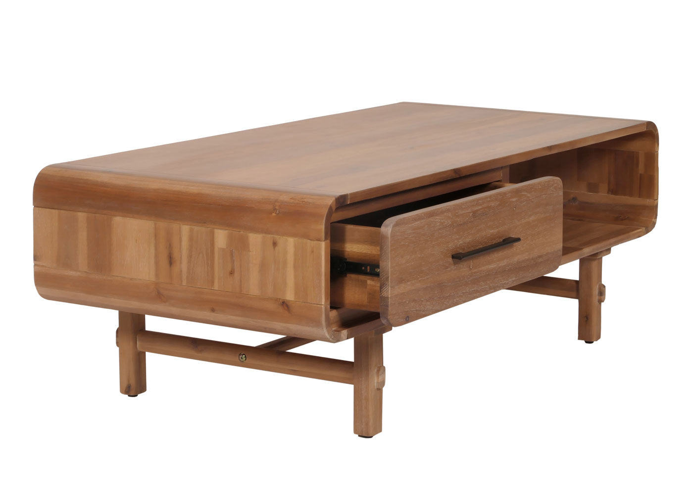 Cosmo Casa - Salontafel - Woonkamertafel - Bijzettafel - Lade - Massief Acaciahout - Gebeitst - 44x125x60cm - 25kg