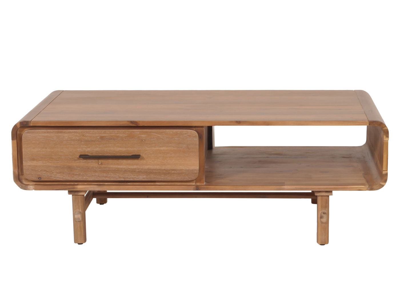 Cosmo Casa - Salontafel - Woonkamertafel - Bijzettafel - Lade - Massief Acaciahout - Gebeitst - 44x125x60cm - 25kg