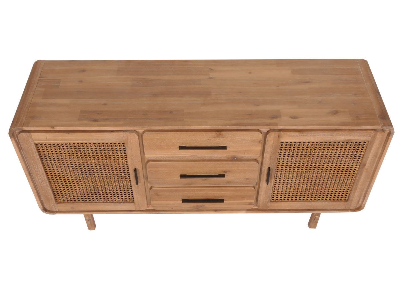 Cosmo Casa - Dressoir - Opbergkast - Ladekast - Highboard - Opberglade - Rattan - Massief Acaciahout - Gebeitst - 83x160x45cm - 47kg