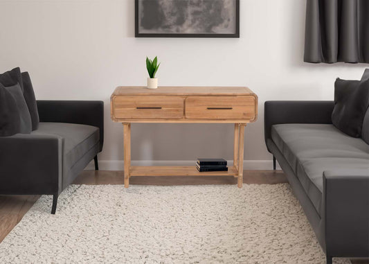 Cosmo Casa - Consoletafel - Telefoontafel - Bijzettafel - Opbergtafel - Lade - Massief Acaciahout - Gebeitst - 80x120x35cm - 22kg