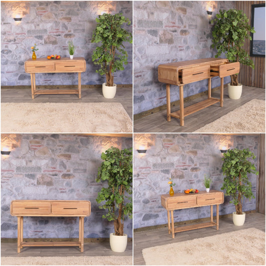 Cosmo Casa - Consoletafel - Telefoontafel - Bijzettafel - Opbergtafel - Lade - Massief Acaciahout - Gebeitst - 80x120x35cm - 22kg