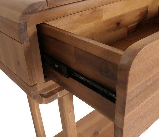 Cosmo Casa - Consoletafel - Telefoontafel - Bijzettafel - Opbergtafel - Lade - Massief Acaciahout - Gebeitst - 80x120x35cm - 22kg