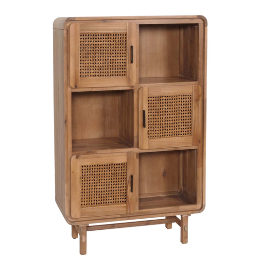 Cosmo Casa - Highboard - Dressoir - Opbergvakken - Riet - Gebeitst Acaciahout - 141x90x35cm - 32kg