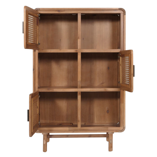 Cosmo Casa - Highboard - Dressoir - Opbergvakken - Riet - Gebeitst Acaciahout - 141x90x35cm - 32kg