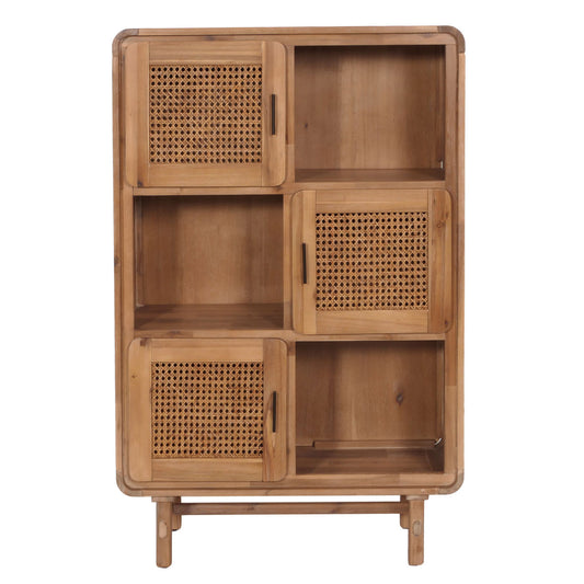 Cosmo Casa - Highboard - Dressoir - Opbergvakken - Riet - Gebeitst Acaciahout - 141x90x35cm - 32kg