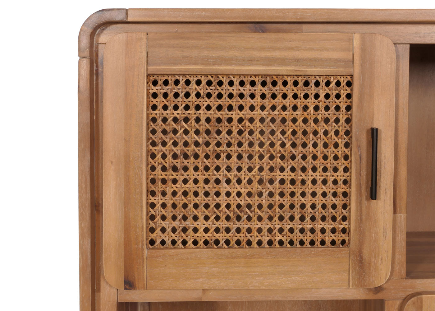 Cosmo Casa - Highboard - Dressoir - Opbergvakken - Riet - Gebeitst Acaciahout - 141x90x35cm - 32kg