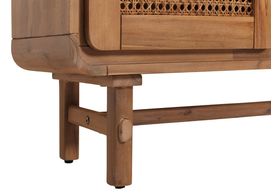 Cosmo Casa - Highboard - Dressoir - Opbergvakken - Riet - Gebeitst Acaciahout - 141x90x35cm - 32kg