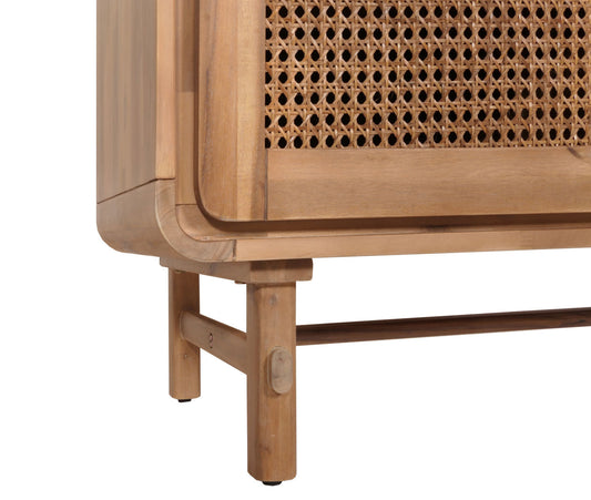 Cosmo Casa - Ladekast - Opbergkast - Highboard - Opberglade - Rattan - Massief Acaciahout - Gebeitst - 101x109x45cm - 44kg