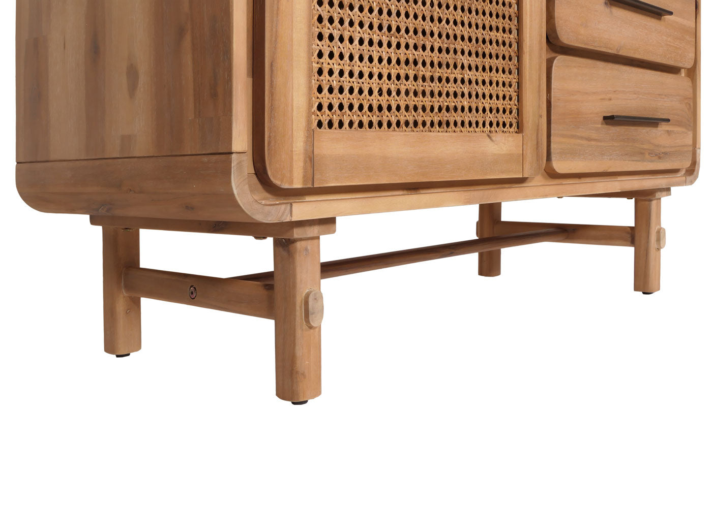 Cosmo Casa - Ladekast - Opbergkast - Highboard - Opberglade - Rattan - Massief Acaciahout - Gebeitst - 101x109x45cm - 44kg