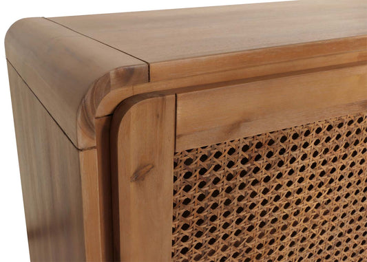 Cosmo Casa - Dressoir - Opbergkast - Ladekast - Highboard - Opbergvakken - Rattan - Massief Acaciahout - Gebeitst - 82x160x45cm - 38kg