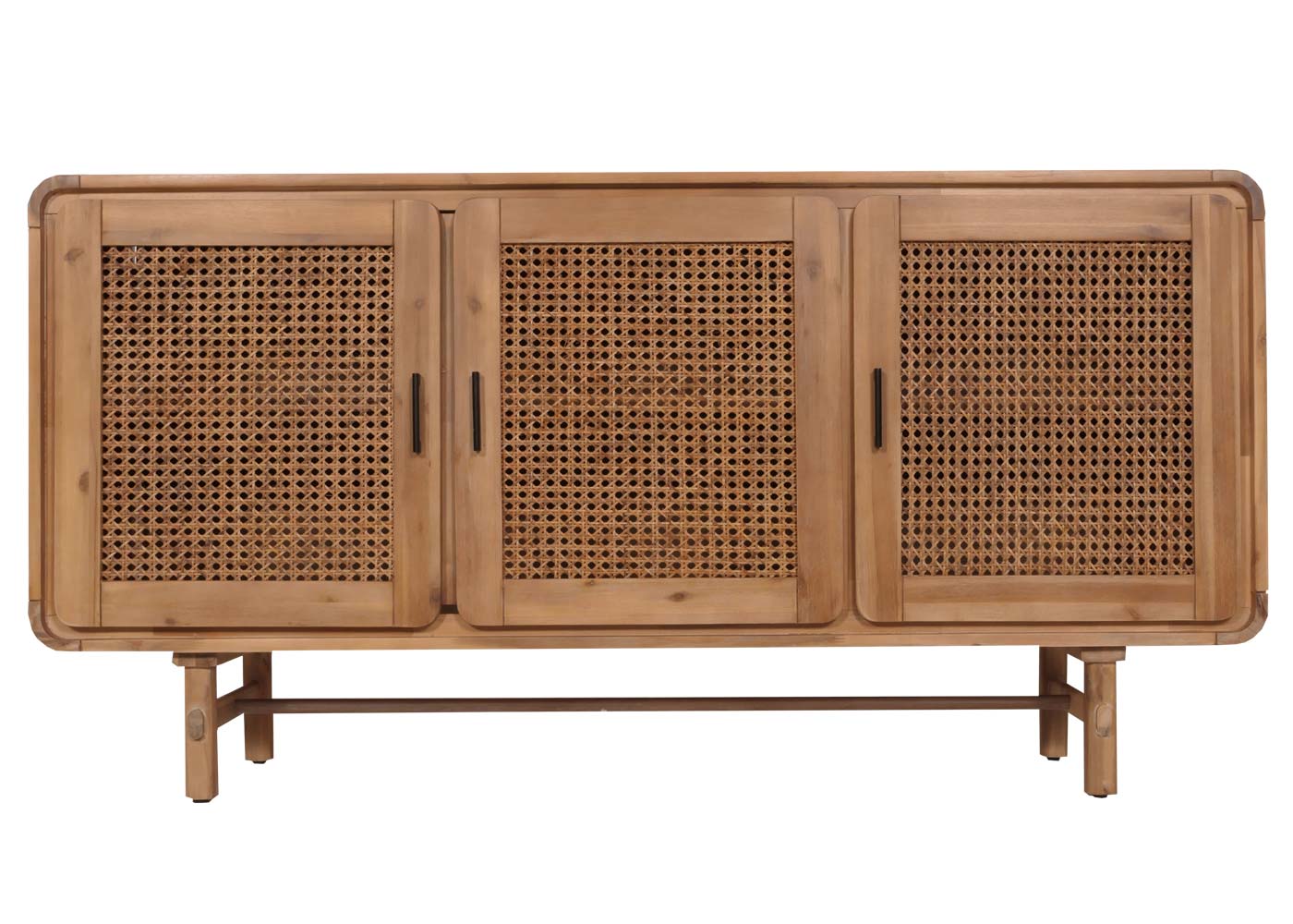 Cosmo Casa - Dressoir - Opbergkast - Ladekast - Highboard - Opbergvakken - Rattan - Massief Acaciahout - Gebeitst - 82x160x45cm - 38kg