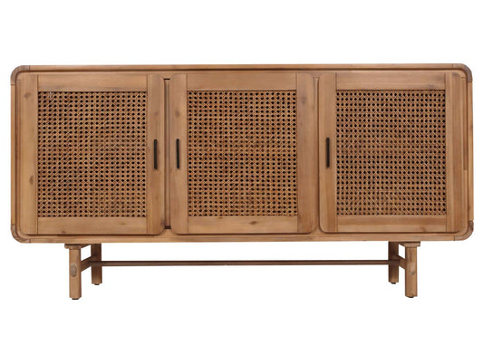 Cosmo Casa - Dressoir - Opbergkast - Ladekast - Highboard - Opbergvakken - Rattan - Massief Acaciahout - Gebeitst - 82x160x45cm - 38kg