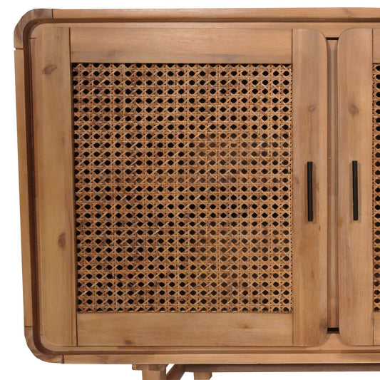 Cosmo Casa - Dressoir - Opbergkast - Ladekast - Highboard - Opbergvakken - Rattan - Massief Acaciahout - Gebeitst - 82x160x45cm - 38kg