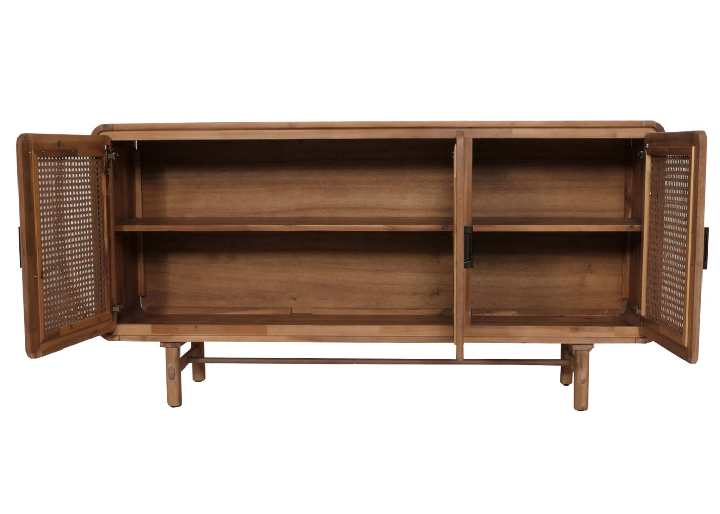 Cosmo Casa - Dressoir - Opbergkast - Ladekast - Highboard - Opbergvakken - Rattan - Massief Acaciahout - Gebeitst - 82x160x45cm - 38kg