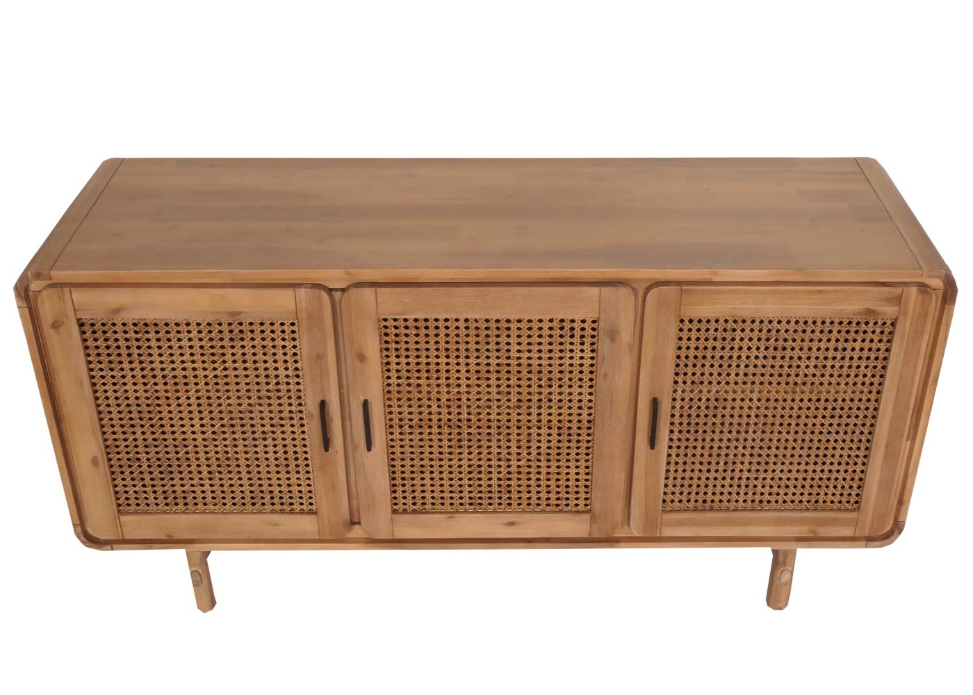 Cosmo Casa - Dressoir - Opbergkast - Ladekast - Highboard - Opbergvakken - Rattan - Massief Acaciahout - Gebeitst - 82x160x45cm - 38kg