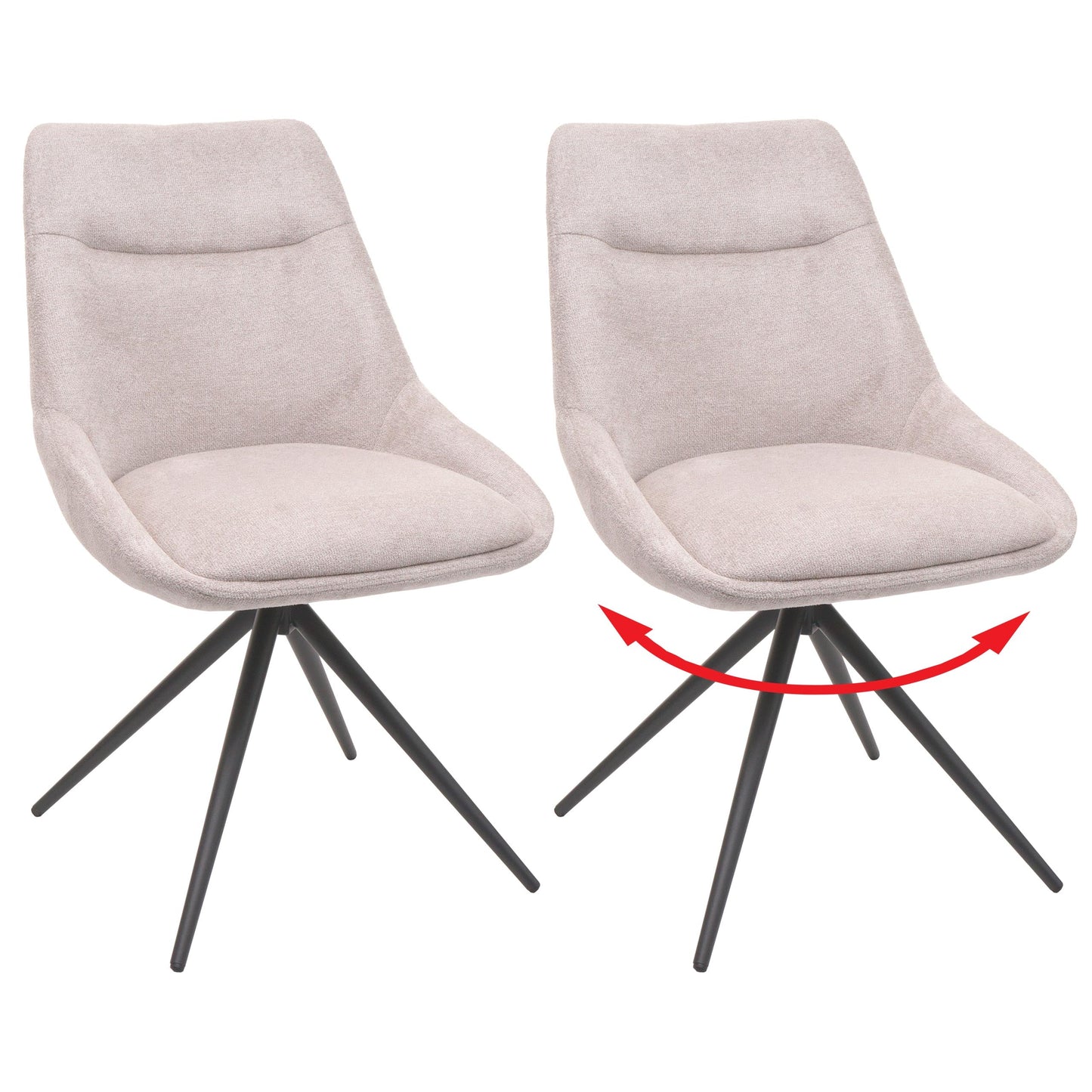 Cosmo Casa - Set van 2 Eetkamerstoelen - Keukenstoel - Draaibaar met Automatische Positionering - Textiel - Crèmebeige