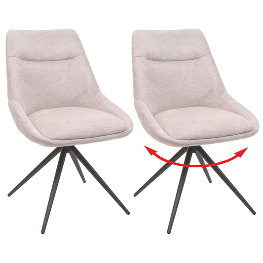 Cosmo Casa - Set van 2 Eetkamerstoelen - Keukenstoel - Draaibaar met Automatische Positionering - Textiel - Crèmebeige