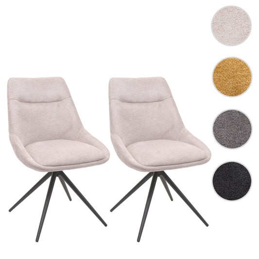 Cosmo Casa - Set van 2 Eetkamerstoelen - Keukenstoel - Draaibaar met Automatische Positionering - Textiel - Crèmebeige