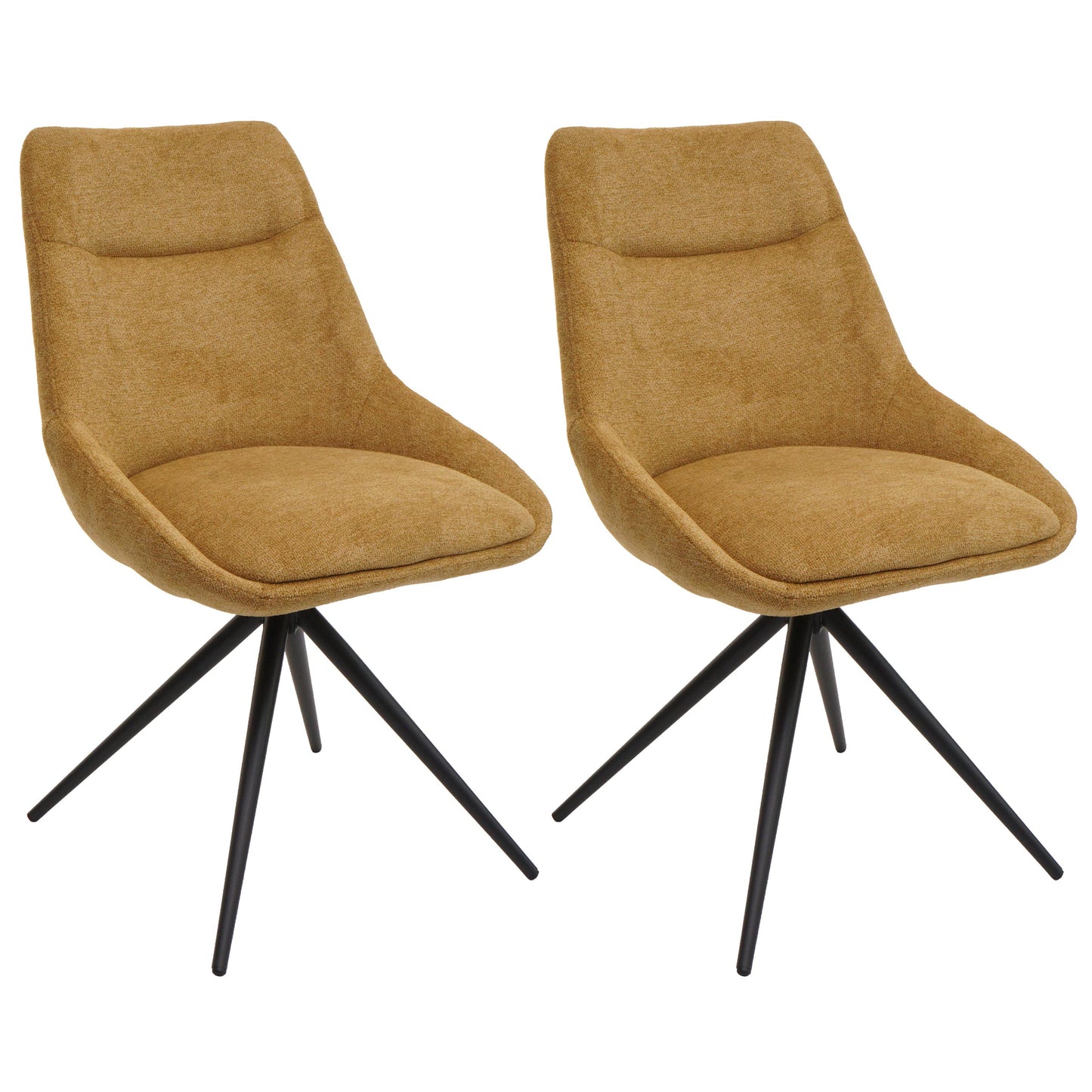 Cosmo Casa - Set van 2 Eetkamerstoelen - Keukenstoel - Draaibaar met Automatische Positionering - Textiel - Mosterdgeel