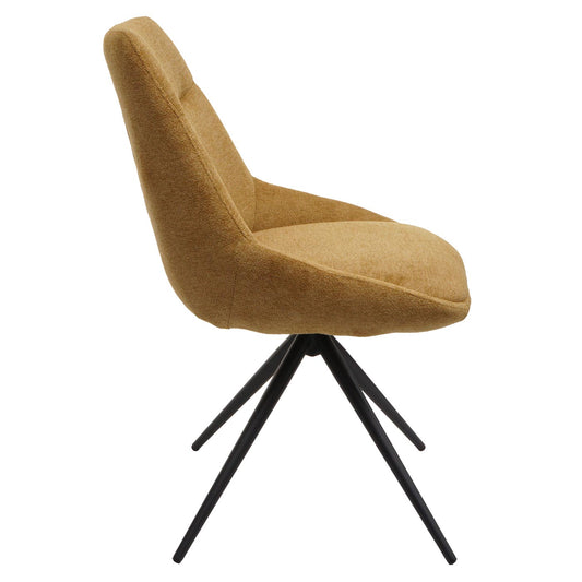 Cosmo Casa - Set van 2 Eetkamerstoelen - Keukenstoel - Draaibaar met Automatische Positionering - Textiel - Mosterdgeel