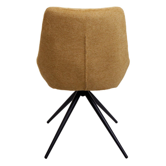 Cosmo Casa - Set van 2 Eetkamerstoelen - Keukenstoel - Draaibaar met Automatische Positionering - Textiel - Mosterdgeel
