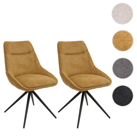 Cosmo Casa - Set van 2 Eetkamerstoelen - Keukenstoel - Draaibaar met Automatische Positionering - Textiel - Mosterdgeel
