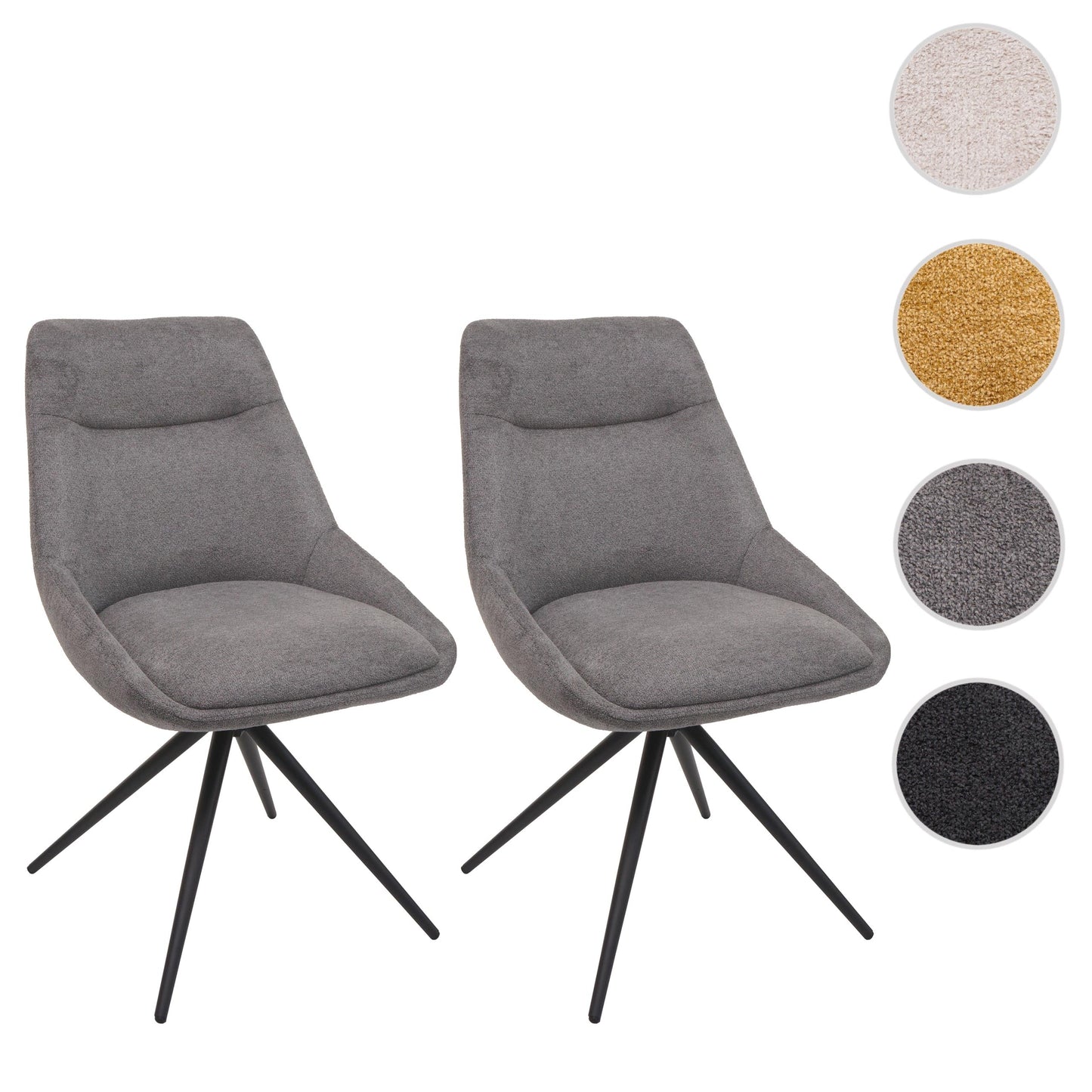 Cosmo Casa - Set van 2 Eetkamerstoelen - Keukenstoel - Draaibaar met Automatische Positionering - Textiel - Grijs