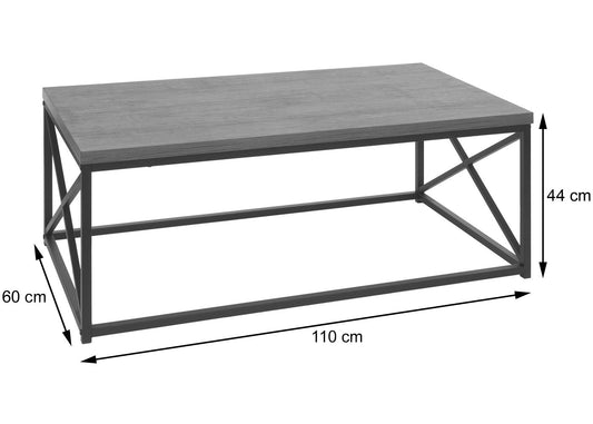 Cosmo Casa - Salontafel - Metalen 3D-structuur - Wild Eiken Look - 44x110x60cm