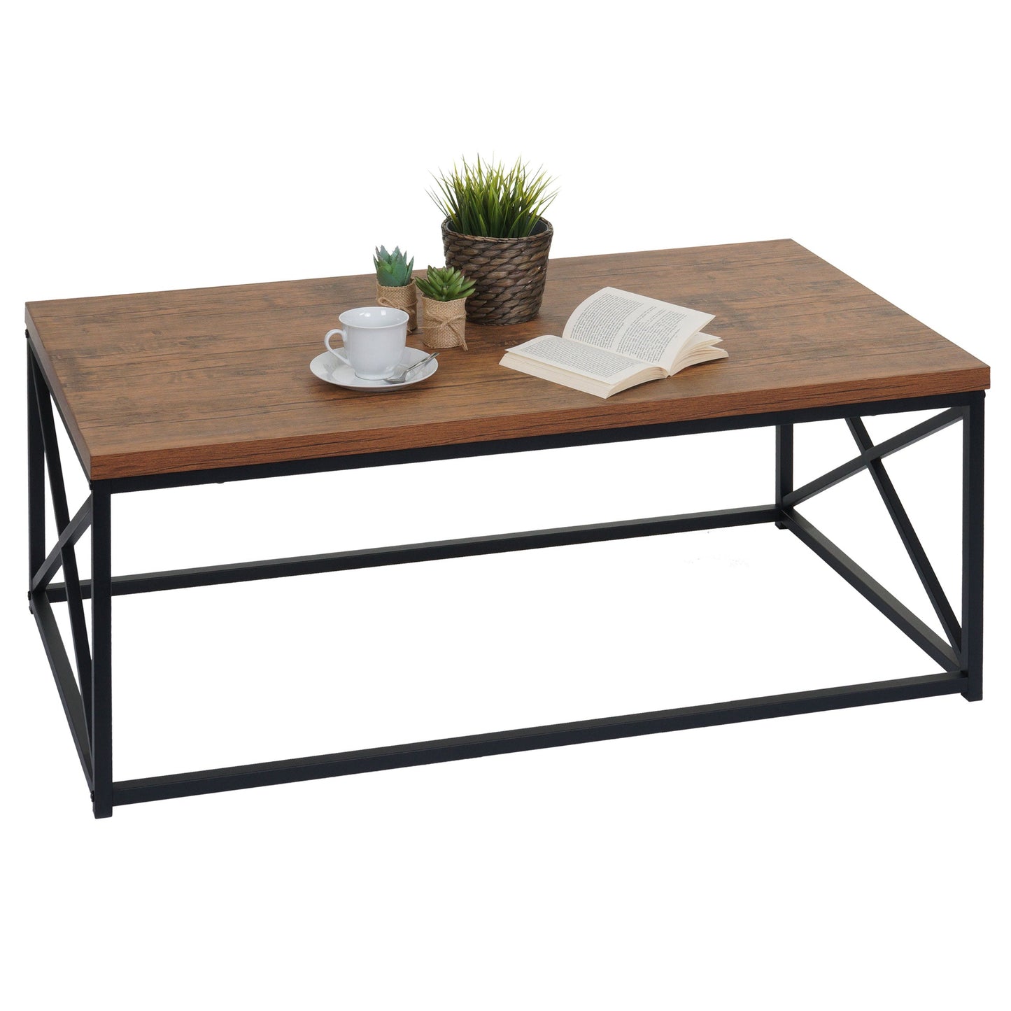 Cosmo Casa - Salontafel - Metalen 3D-structuur - Wild Eiken Look - 44x110x60cm